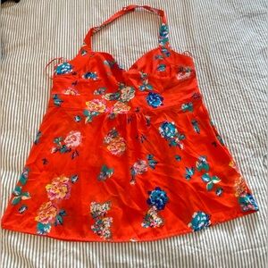 AEO Halter Flowy Coral Tank Top Size Large